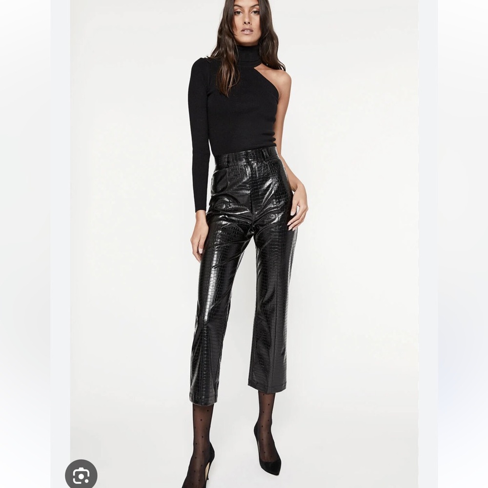 24. Bardot $109 Croc Vegan Leather Pant In Croc Black
